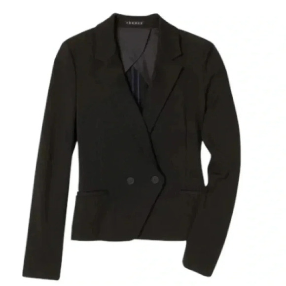 THEORY  Selkaey Double Breasted Tailored Wool Blend Jacket in Fixture Ponte Sz 2 - Picture 2 of 10